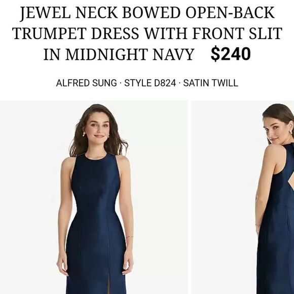 NWT Alfred Sung Maxi Gown Dress Jewel Neck Open Back Bow Size 2 - Picture 16 of 16